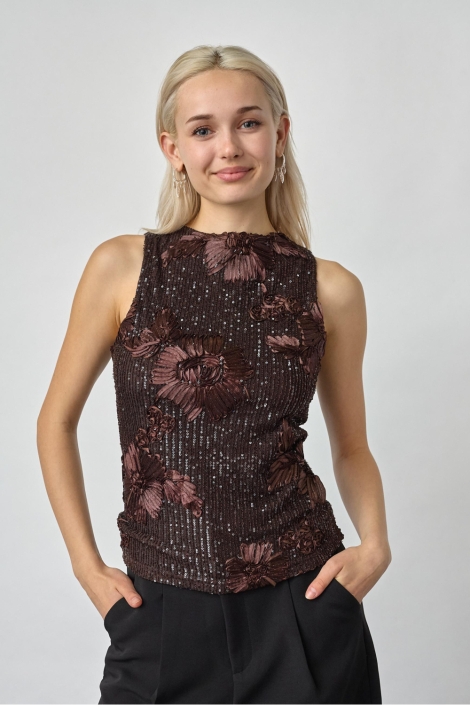 SisterS point bruine dames top | Model vooraanzicht