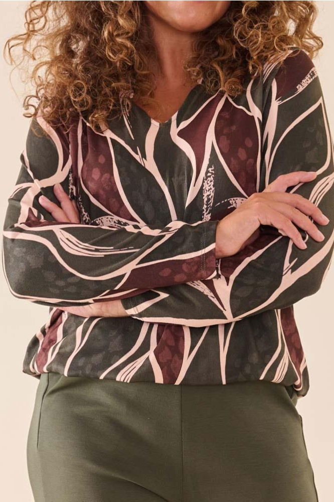 FOS Amsterdam groene dames t-shirt | Close up