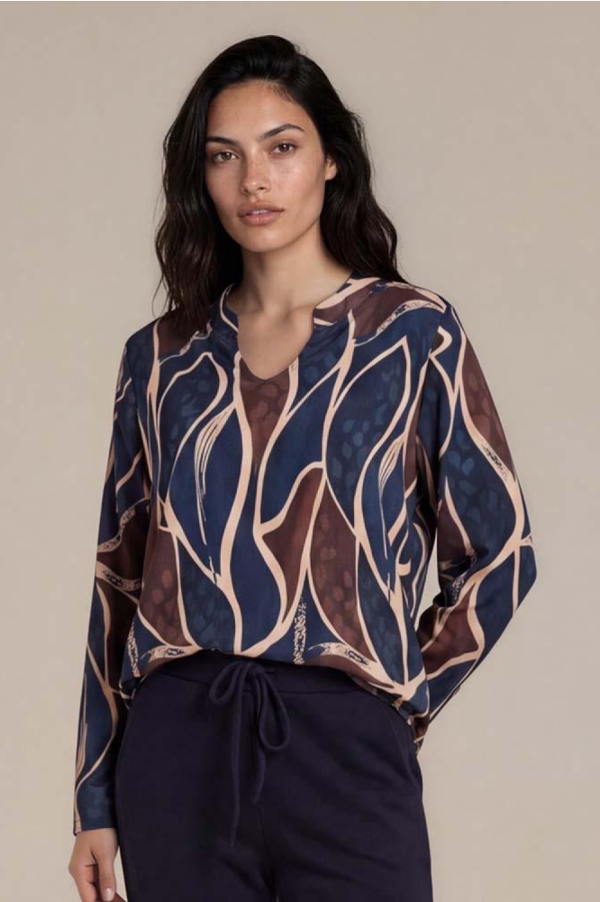 FOS Amsterdam blauwe dames t-shirt | Model vooraanzicht