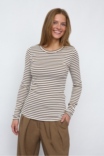 SisterS point T-shirt EIKE LS STR 16453 Cream/Berry