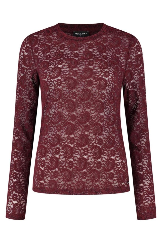 Lady Day bordeaux dames t-shirt | Vooraanzicht