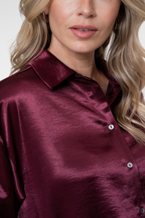 Geisha bordeaux dames blouse | Close up