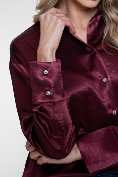 Geisha bordeaux dames blouse | Close up
