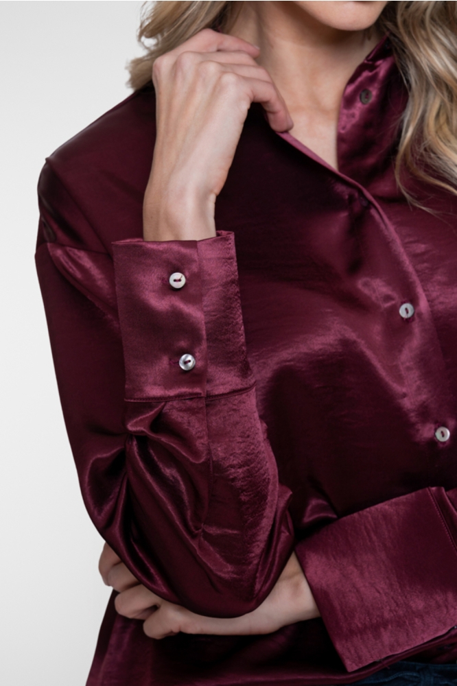 Geisha bordeaux dames blouse | Close up