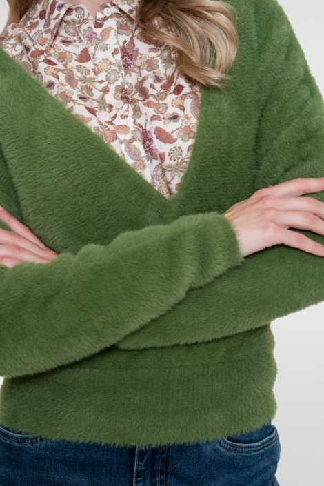 Geisha groene dames trui | Close up