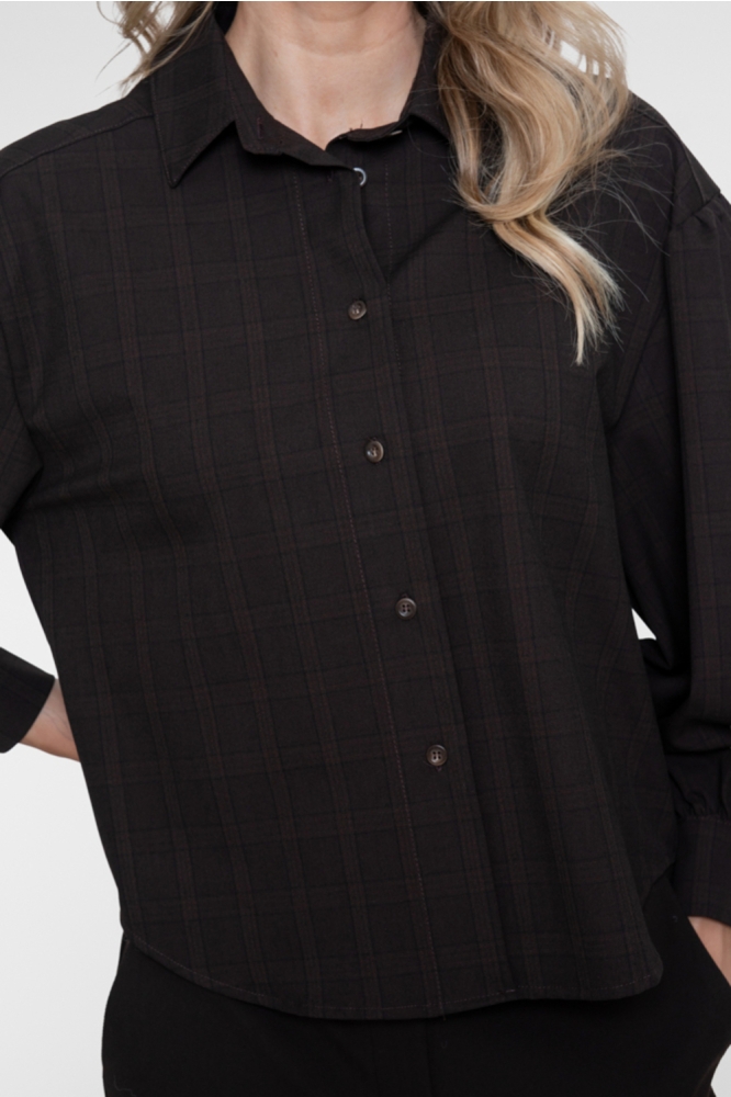 Geisha bruine dames blouse | Close up