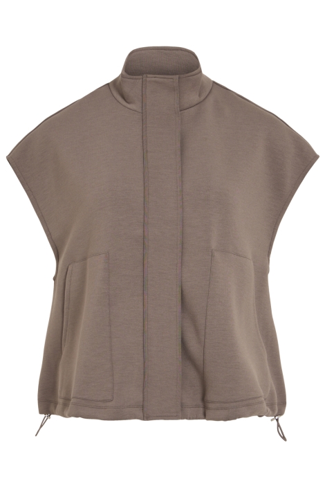 Vila taupe dames gilet | Vooraanzicht