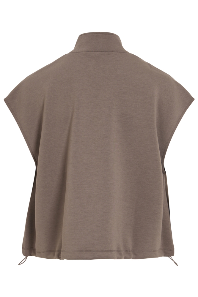 Vila taupe dames gilet | Achteraanzicht