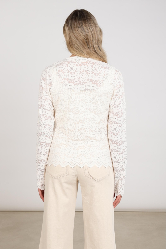 Nukus witte dames t-shirt | Model achteraanzicht