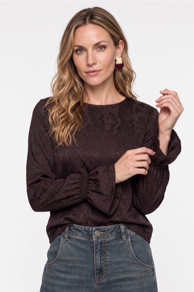 Geisha bruine dames top | Model vooraanzicht
