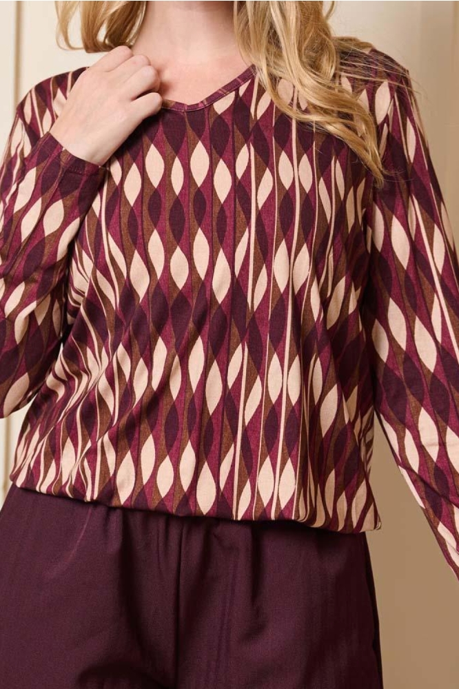 FOS Amsterdam bordeaux dames t-shirt | Close up