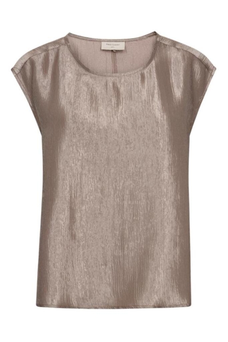 Freequent taupe dames t-shirt | Vooraanzicht