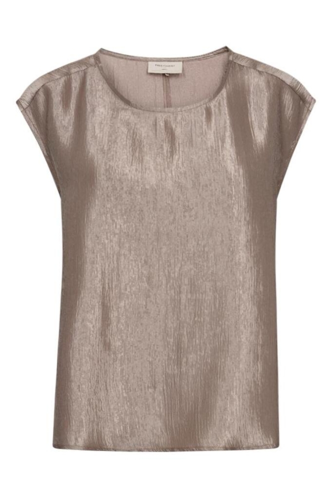 Freequent taupe dames t-shirt | Vooraanzicht
