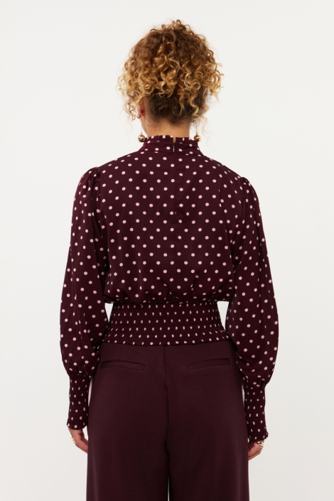 Ydence paarse dames top | Model achteraanzicht