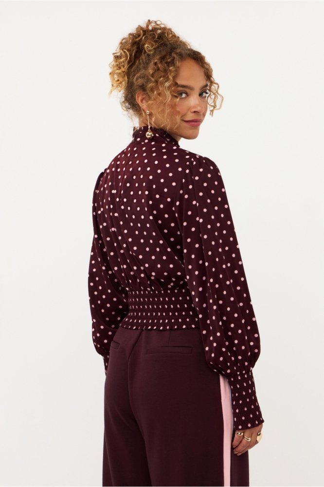 Ydence paarse dames top | Model zijaanzicht