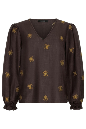 Ydence T-shirt TOP PHILOU WS2637 025 DARK BROWN