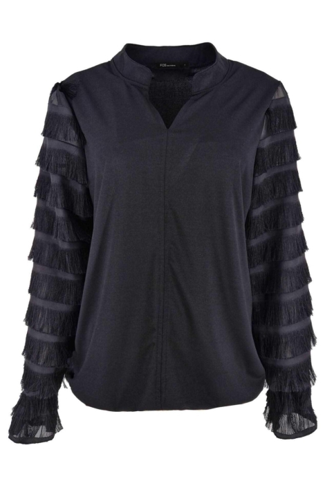 FOS Amsterdam zwarte dames blouse | Vooraanzicht