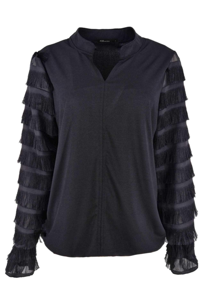 FOS Amsterdam zwarte dames blouse | Vooraanzicht