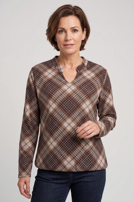 FOS Amsterdam bruine dames t-shirt | Model vooraanzicht