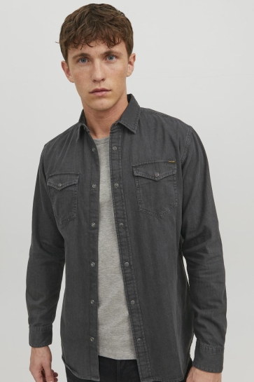 Jack & Jones Overhemd JJESHERIDAN SHIRT L/S NOOS 12138115 Black Denim/SLIM