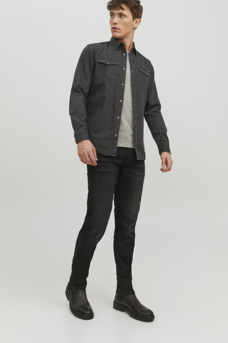Jack & Jones zwarte heren overhemd | Model vooraanzicht