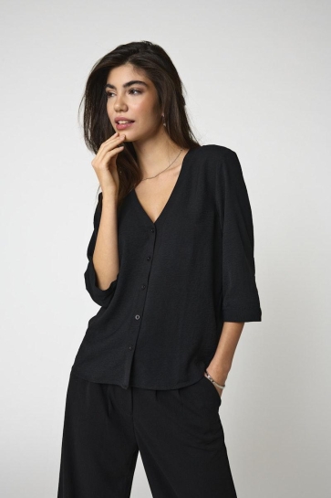 Jacqueline de Yong jdylion life capote 3/4 shirt Zwart