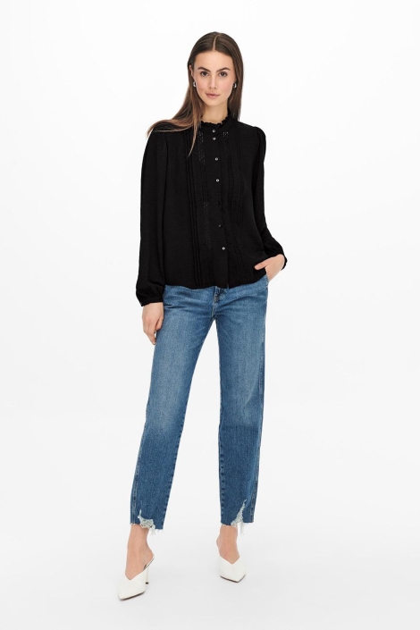Jacqueline de Yong zwarte dames blouse | Model