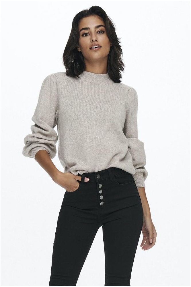 Jacqueline de Yong beige dames trui | Model vooraanzicht