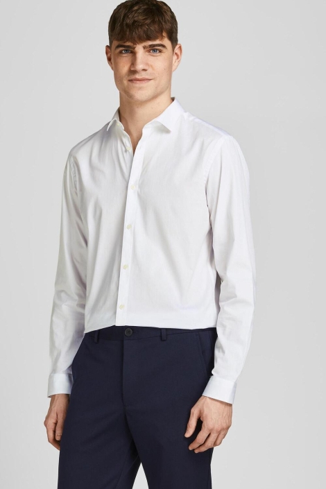 Jack & Jones witte heren overhemd | Model vooraanzicht