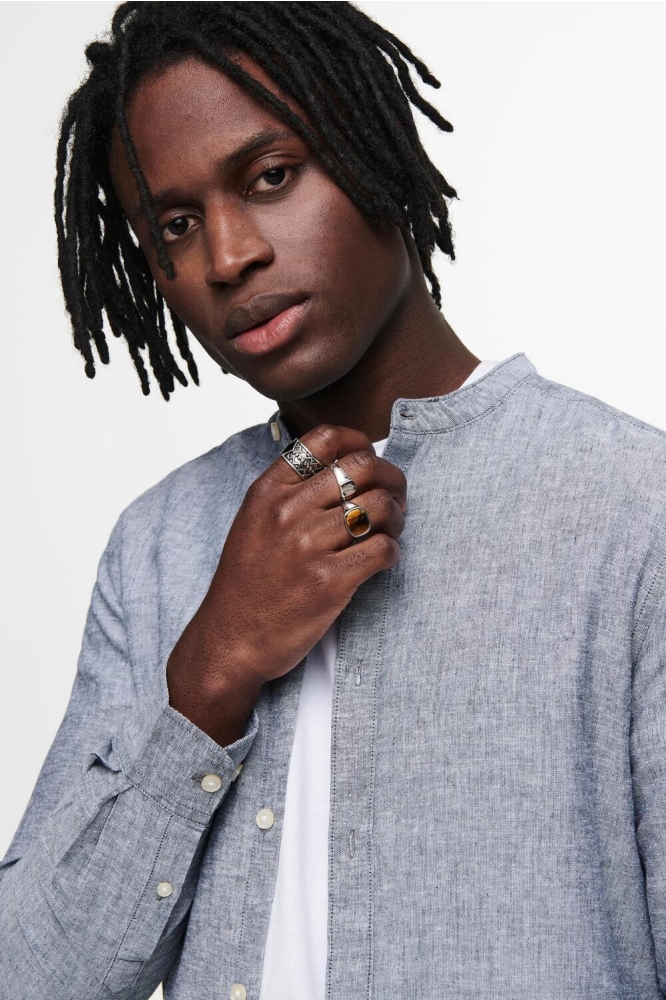 Only & Sons blauwe heren overhemd | Close up