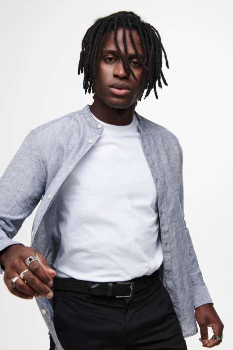 Only & Sons blauwe heren overhemd | Model vooraanzicht