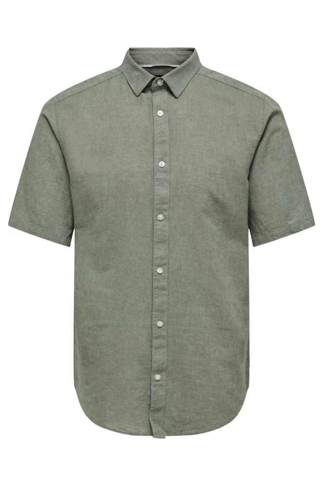 Only & Sons groene heren overhemd | Vooraanzicht