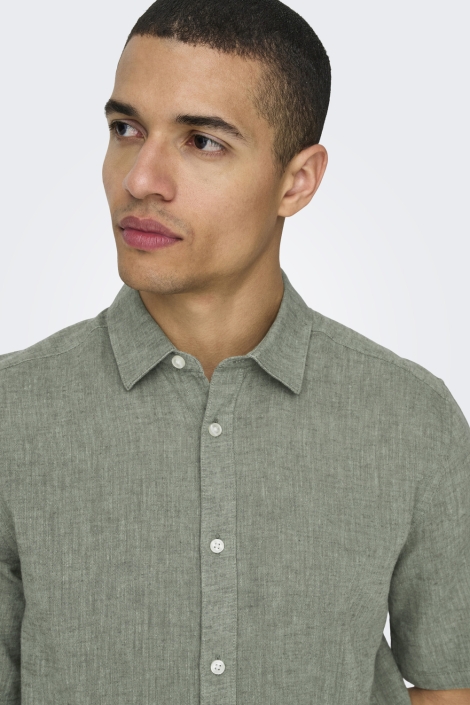 Only & Sons groene heren overhemd | Close up