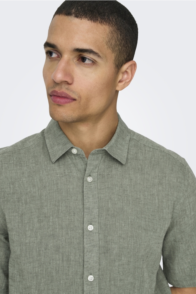 Only & Sons groene heren overhemd | Close up