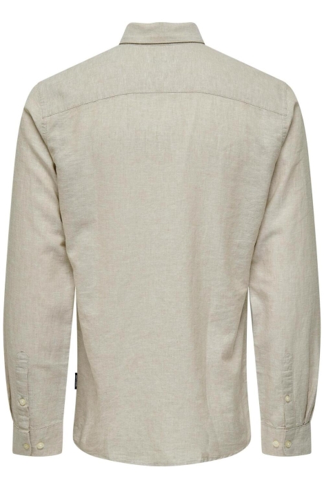 Only & Sons beige heren overhemd | Achteraanzicht