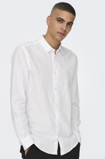 Only & Sons onscaiden ls solid linen shirt noos Wit