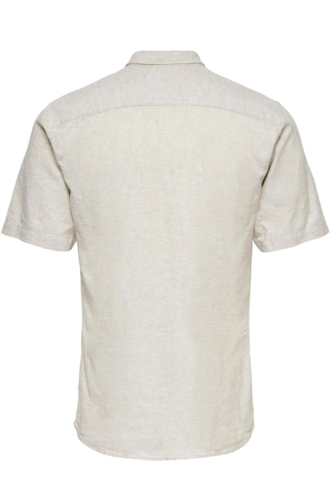 Only & Sons beige heren overhemd | Achteraanzicht