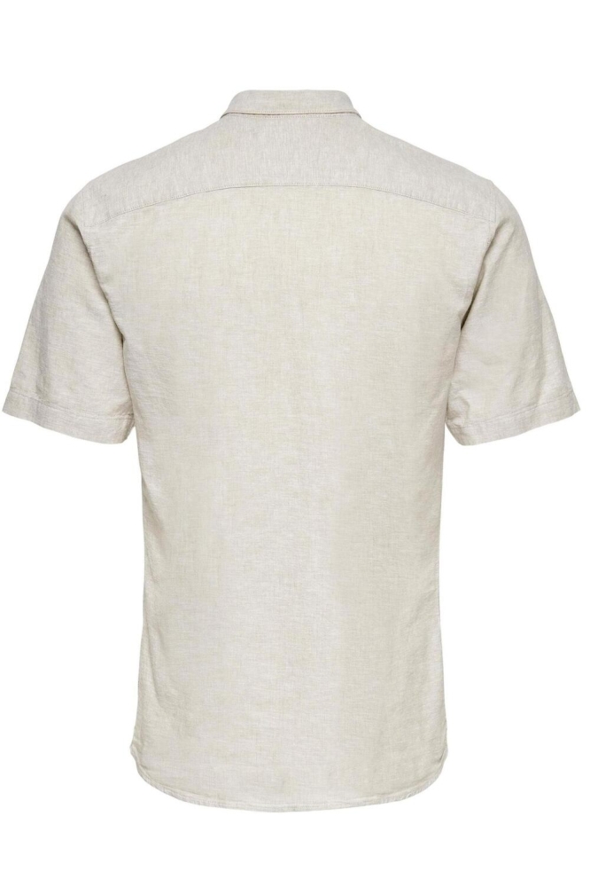 Only & Sons beige heren overhemd | Achteraanzicht