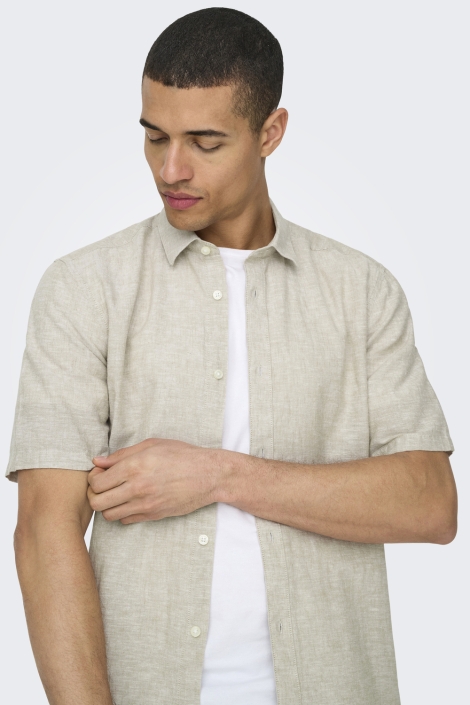 Only & Sons beige heren overhemd | Close up