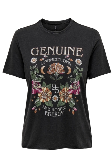 Only T-shirt ONLLUCY REG S/S TOP JRS NOOS 15215721 Black/Genuine