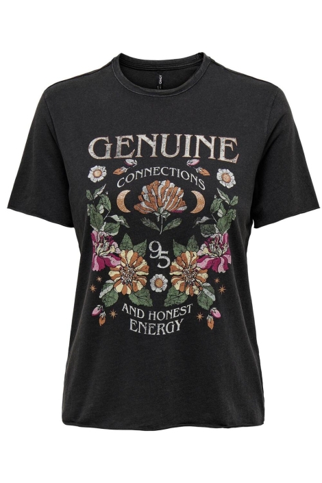 Only zwarte dames t-shirt | Vooraanzicht