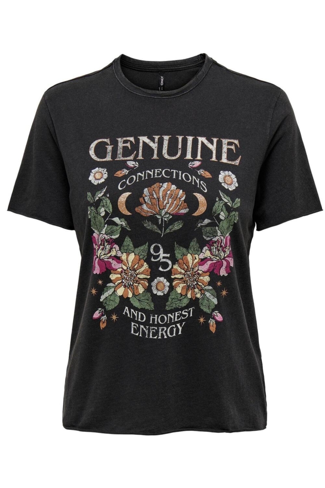 Only zwarte dames t-shirt | Vooraanzicht