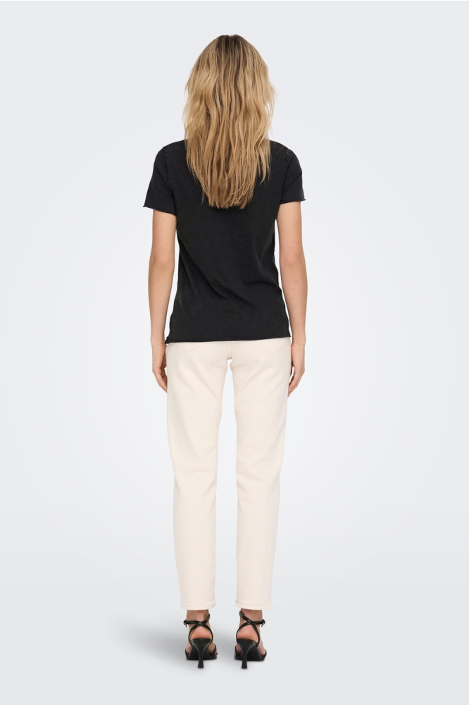 Only zwarte dames t-shirt | Model achteraanzicht