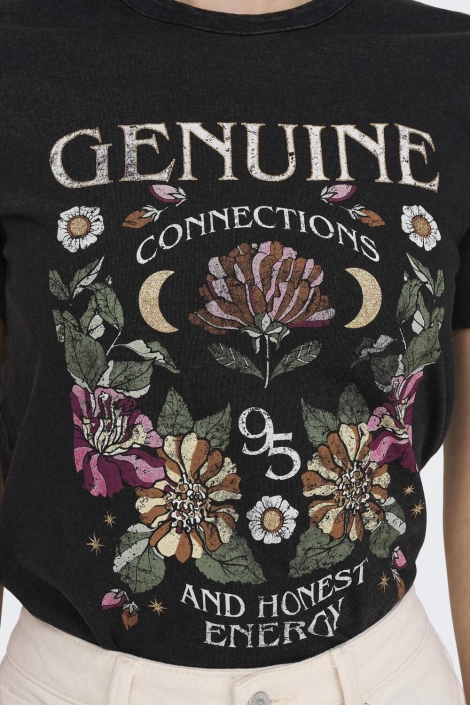 Only zwarte dames t-shirt | Vooraanzicht