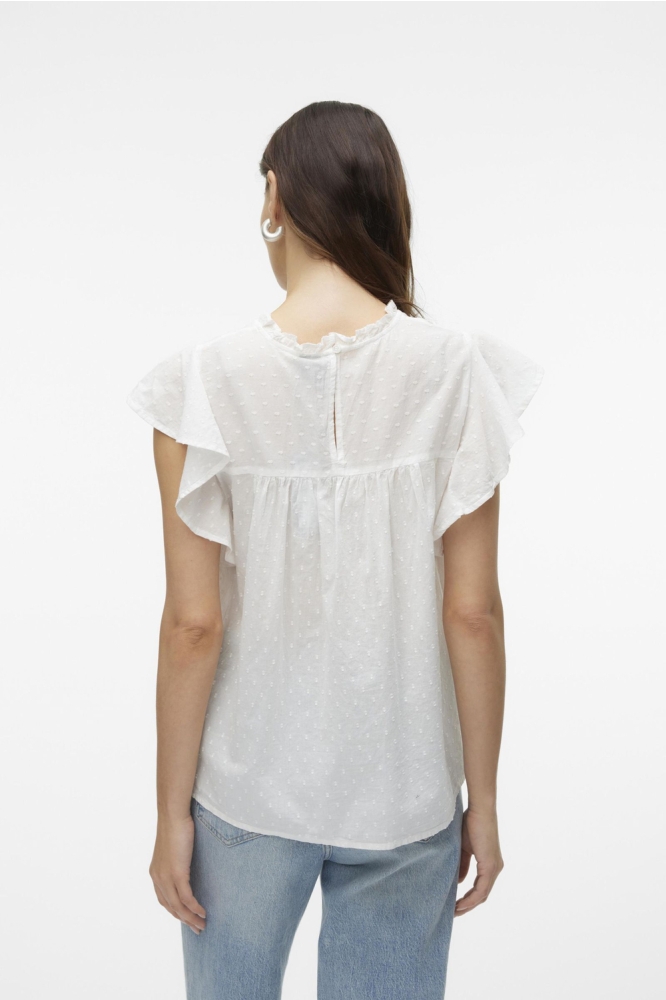 Vero Moda ecru dames t-shirt | Model achteraanzicht