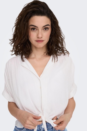 Only onlpaula life s/s tie shirt wvn noo Wit