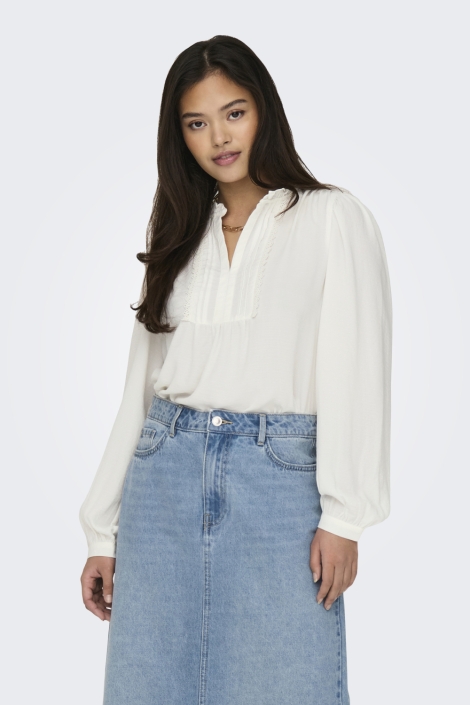 Jacqueline de Yong beige dames t-shirt | Model vooraanzicht