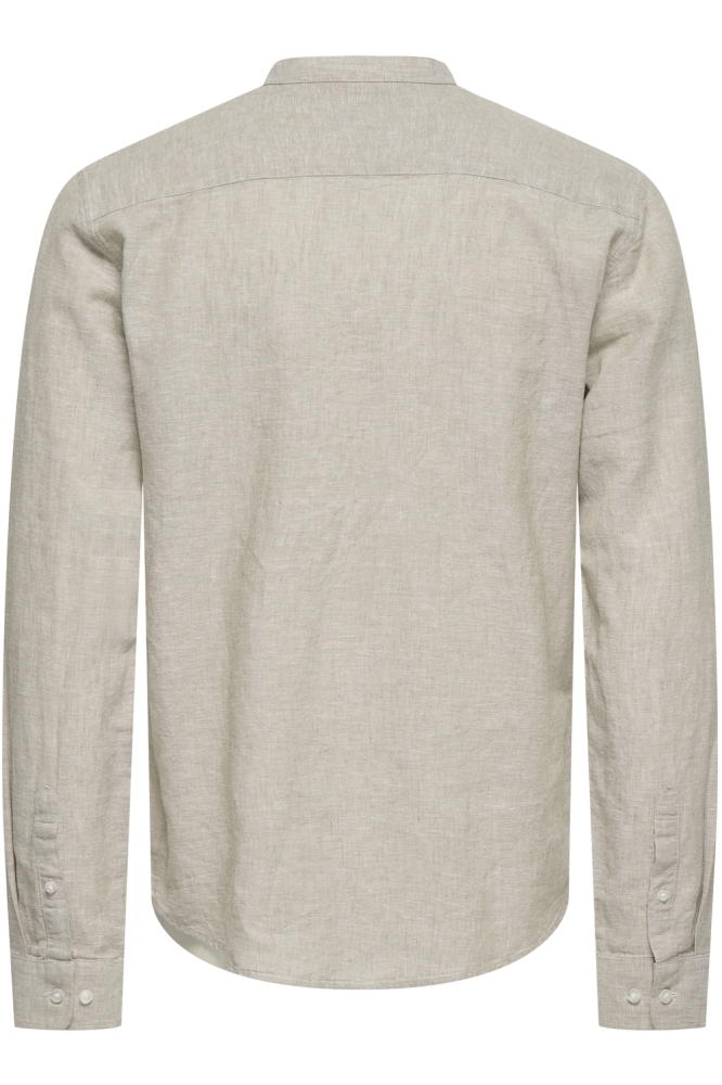 Only & Sons beige heren overhemd | Achteraanzicht