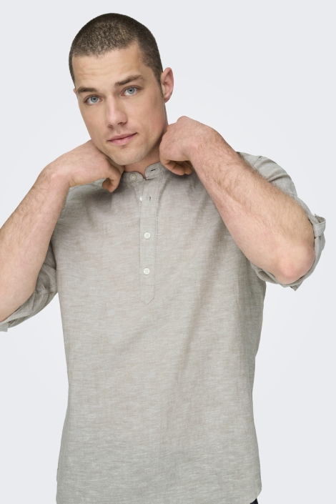 Only & Sons beige heren overhemd | Close up
