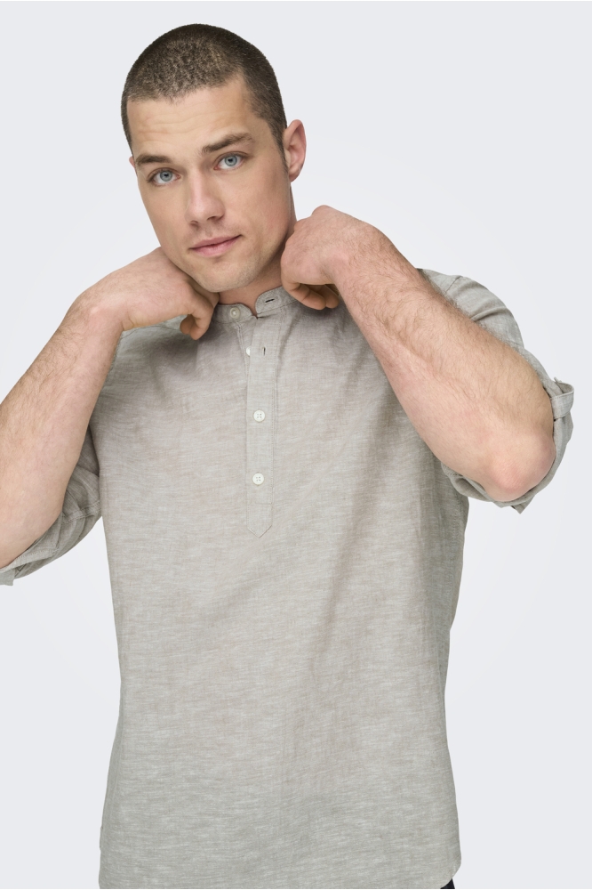 Only & Sons beige heren overhemd | Close up